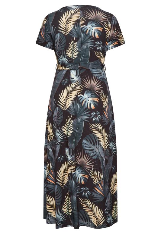 YOURS Curve Charcoal Black Leaf Print Dress | Yours Clothing