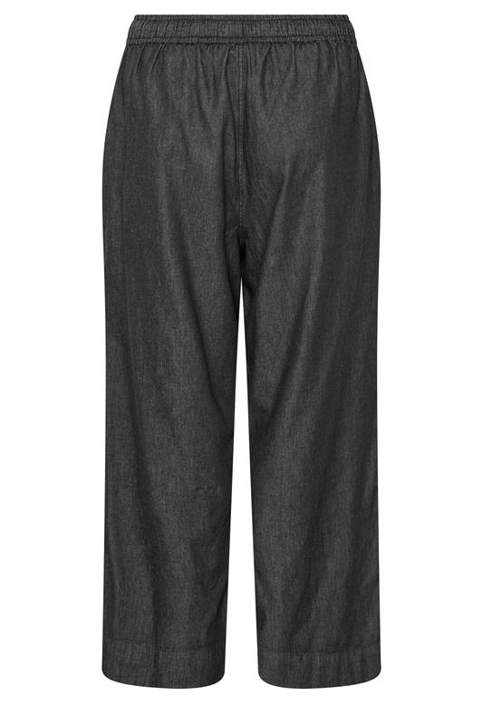 EVANS Plus Size Black Denim Cotton Wide Leg Trouser | Evans 7