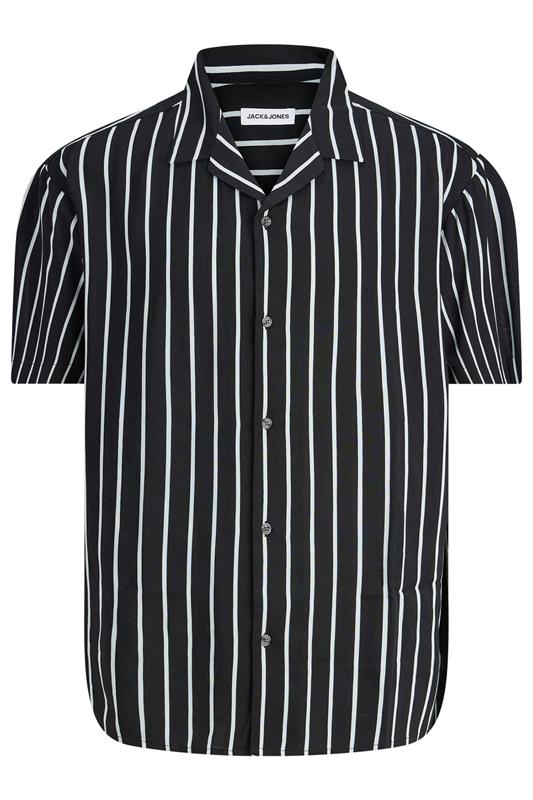JACK & JONES Big & Tall Black Stripe Resort Shirt | BadRhino 2
