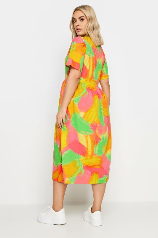 YOURS Plus Size Pink Abstract Print Pure Cotton Midaxi Dress | Yours Clothing 4