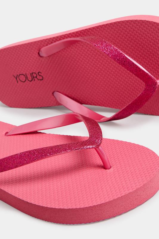 Pink Flip Flops In Extra Wide EEE Fit | Yours Clothing 5