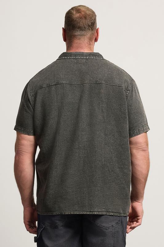 BadRhino Big & Tall Grey Acid Wash Cotton Shirt | BadRhino 4