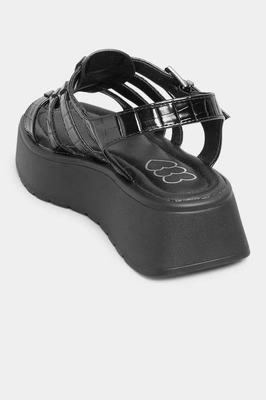 PixieGirl Black Croc Gladiator Platform Sandals In Standard D Fit 4