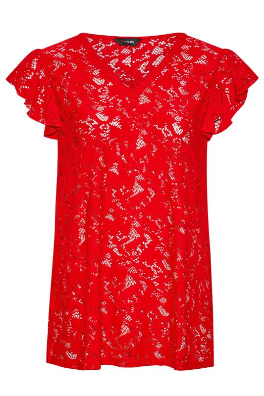 Plus Size Red Floral Lace Top | Yours Clothing 6