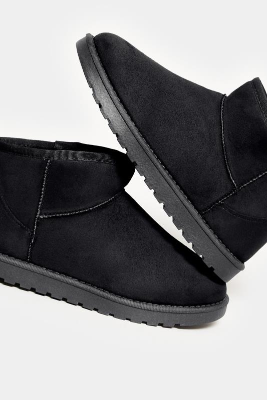 Black Faux Suede Faux Fur Lined Ankle Boots In Wide E Fit & Extra Wide EEE Fit | Yours Clothing 5