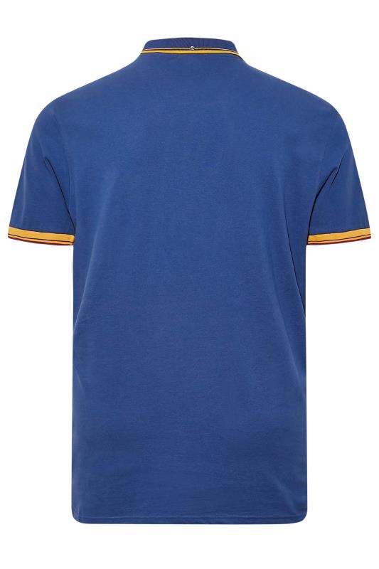 BEN SHERMAN Big & Tall Blue Tipped Polo Shirt | BadRhino 3