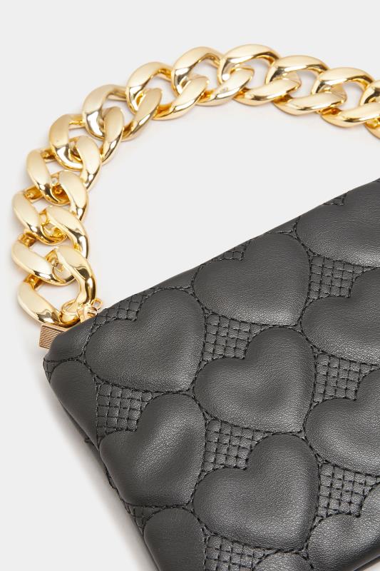 Black Heart Chain Clutch Bag | Yours Clothing 6
