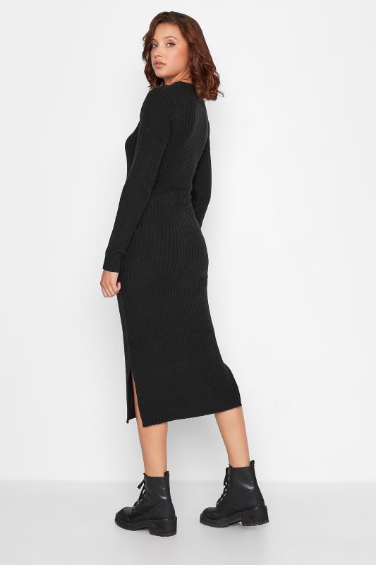 Tall Women's Black Ribbed Long Sleeve Midi Dress | Long Tall Sally  3