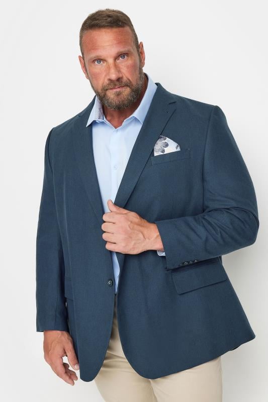 BadRhino Big & Tall Navy Blue Linen Suit Jacket | BadRhino 1