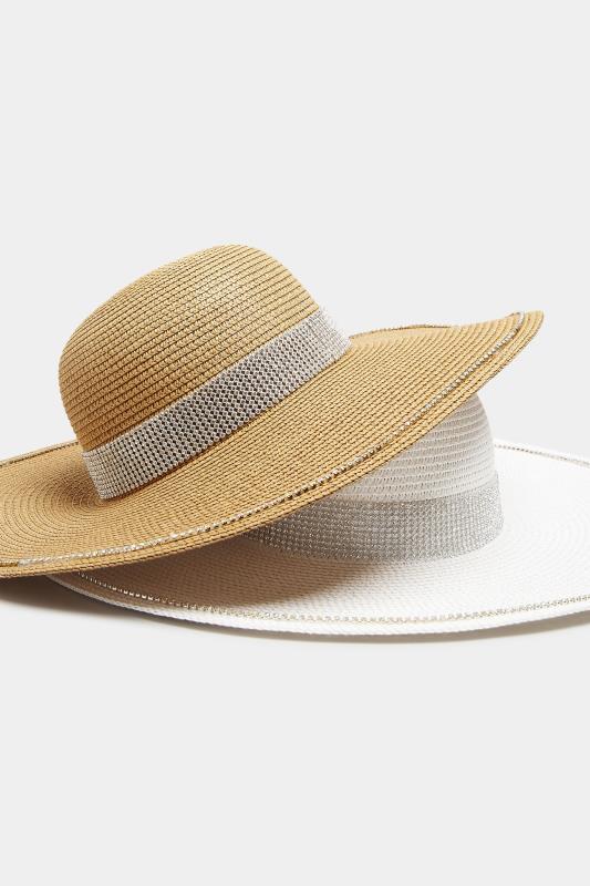 Natural Brown Wide Brim Diamante Straw Hat | Yours Clothing  4