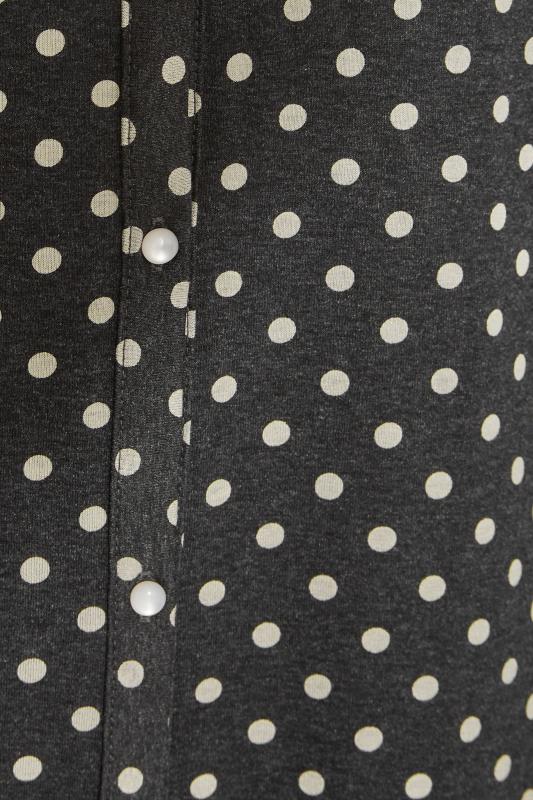 Curve Charcoal Grey Polka Dot Button Through Shirt_S.jpg