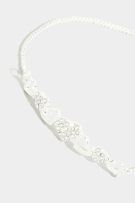 Silver Diamante Heart Cluster Bracelet 4