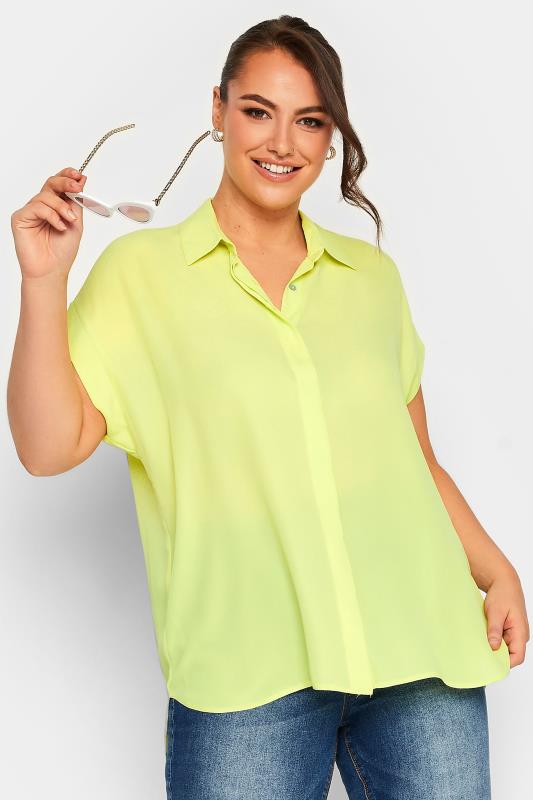  Grande Taille YOURS Curve Lime Green Short Sleeve Shirt