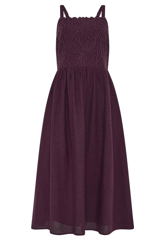 M&Co Berry Purple Embroidered Trim Dress | M&Co 5