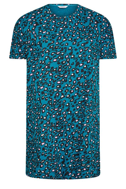 Plus Size Teal Green Leopard Print Sleep Tee Nightdress | Yours Clothing 7