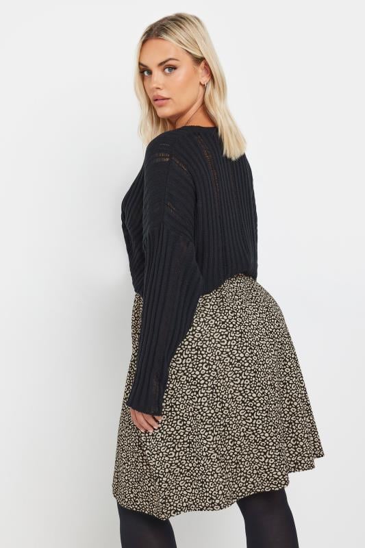 YOURS Plus Size Natural Brown Leopard Print Mini Skirt | Yours Clothing  3