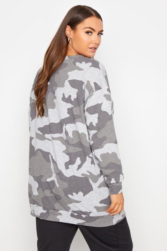 Plus Size Grey Camo Print Sweatshirt | Yours Clothing 3