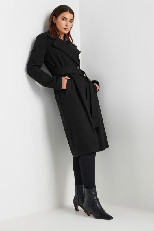 LTS Tall Black Formal Wrap Coat | Long Tall Sally 1