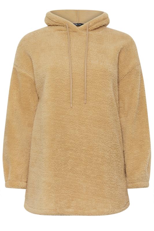 YOURS Plus Size Brown Teddy Hoodie | Yours Clothing 5