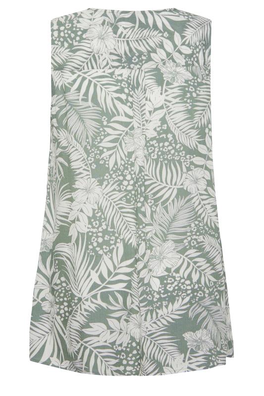 YOURS Plus Size Green Tropical Print Pleat Front Vest Top | Yours Clothing 6