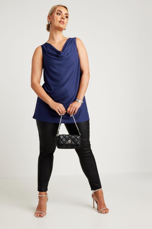 LIMITED COLLECTION Plus Size Blue Textured Cowl Neck Top 2
