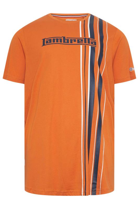  Grande Taille LAMBRETTA Big & Tall Orange Stripe T-Shirt