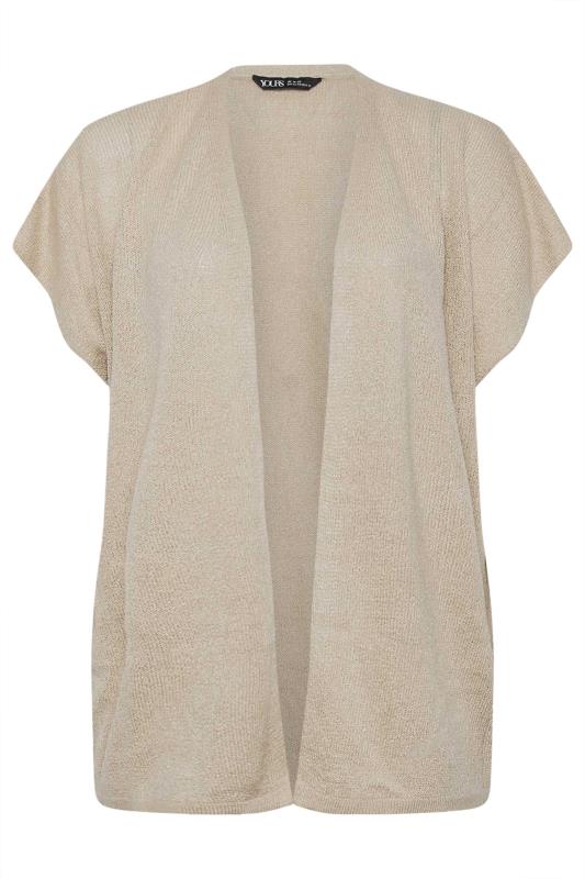 YOURS Plus Size Natural Brown Short Sleeve Knitted Cardigan | Yours Clothing 5