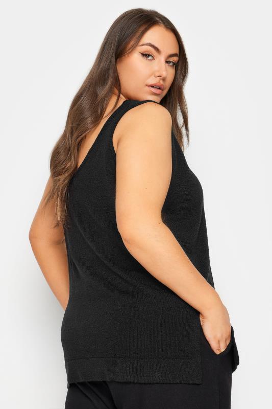 YOURS Plus Size Black Knitted Vest Top | Yours Clothing 3