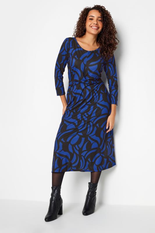 M&Co Black & Blue Geometric Print Twist Front Midaxi Dress | M&Co 2
