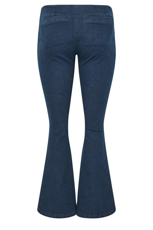 PixieGirl Petite Women's Indigo Blue Zip Front Kick Flare Jeans | PixieGirl  6