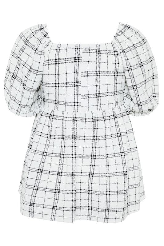 LIMITED COLLECTION Curve White Check Milkmaid Top 7
