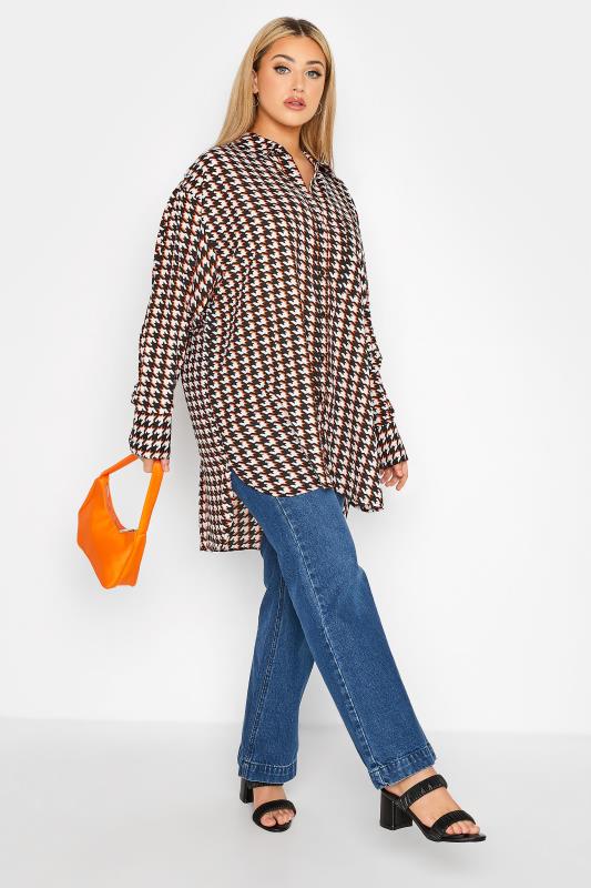 LIMITED COLLECTION Curve Black Dogtooth Check Oversized Shirt_B.jpg