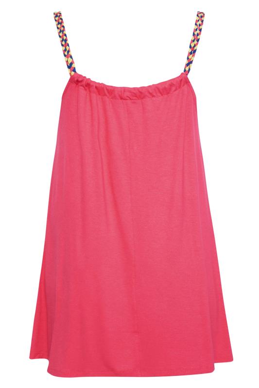 Plus Size Pink Plaited Knot Strap Vest Top | Yours Clothing 5