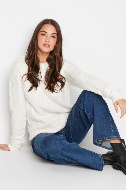 LTS Tall Women's White Cable Knit Jumper | Long Tall Sally  2