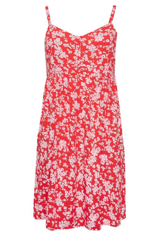 YOURS Curve Plus Size Red Floral Sundress | Yours Clothing  6