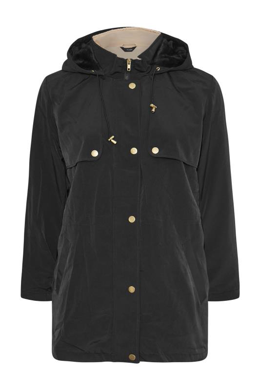 Plus Size Black Plush Parka Coat | Yours Clothing  6