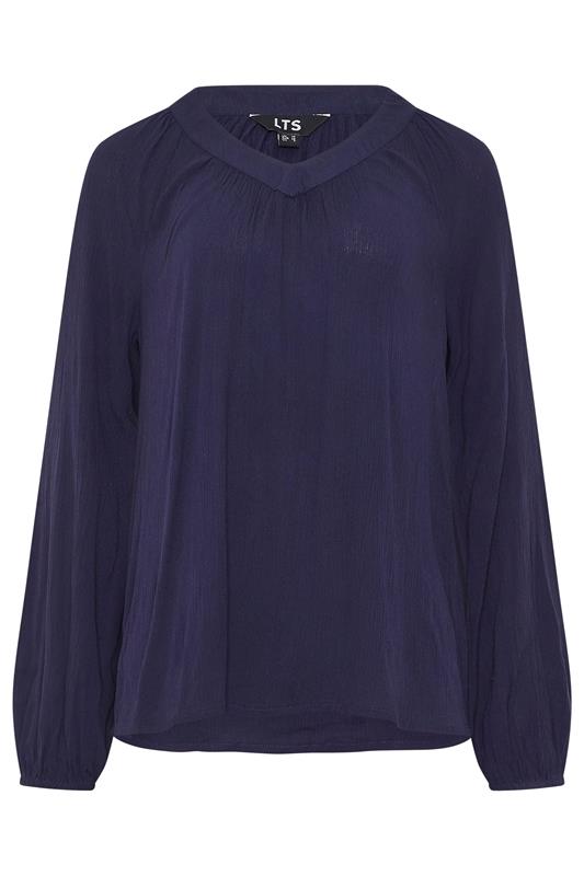 LTS Tall Women's Navy Blue Crinkle Blouse | Long Tall Sally 5