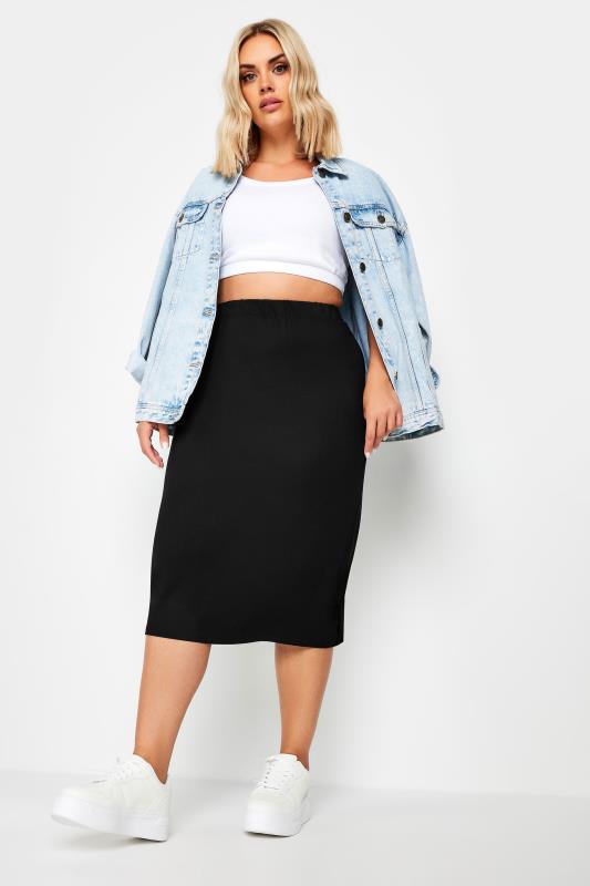 YOURS Plus Size Black Midi Tube Skirt | Yours Clothing 2