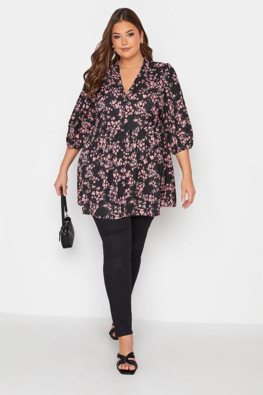 YOURS LONDON Plus Size Black Animal Print Smock Blouse | Yours Clothing 2