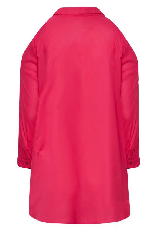 Plus Size Hot Pink Cold Shoulder Shirt | Yours Clothing 7