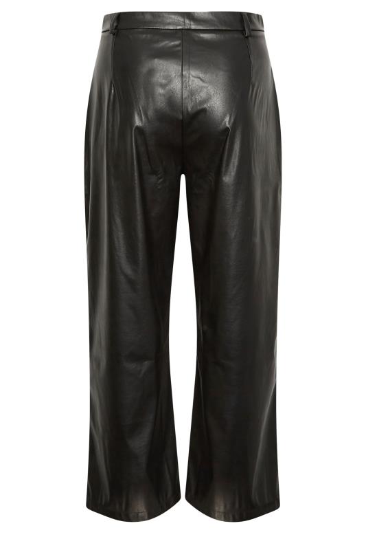 YOURS Plus Size Black Faux Leather Wide Leg Dad Trousers | Yours Clothing 5