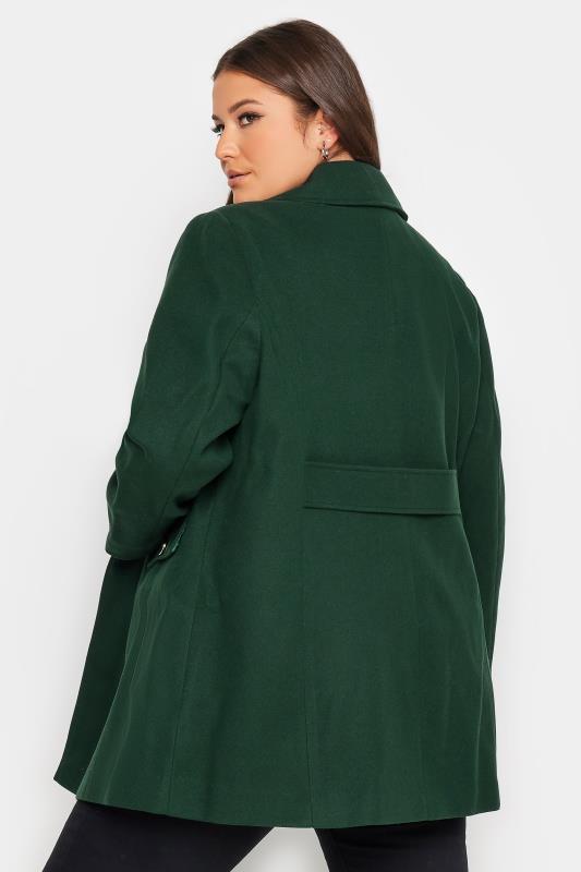 YOURS Plus Size Forest Green Collared Formal Coat | Yours Clothing 3