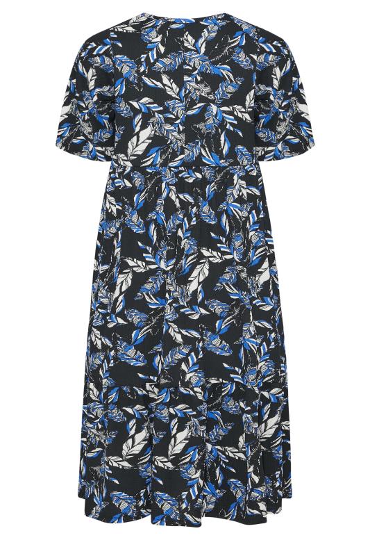Plus Size Black Floral Print Tiered Midi Dress | Yours Clothing  7