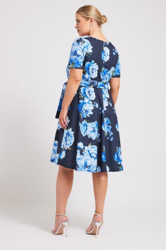 YOURS LONDON Plus Size Blue Scoop Neck Skater Dress | Yours Clothing 3