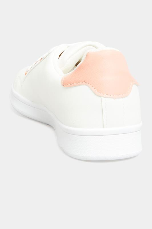Plus Size White & Rose Gold Diamante Stripe Trainers In Wide E Fit | Yours Clothing 4