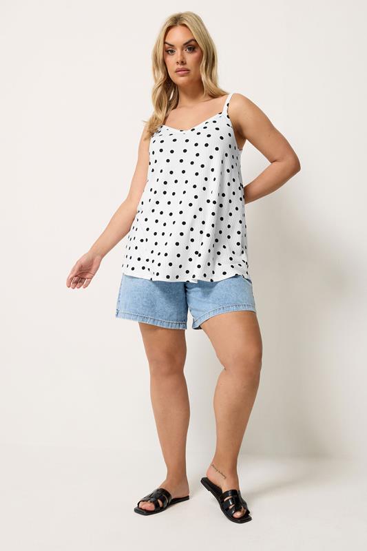 YOURS Plus Size White Polka Dot Swing Cami | Yours Clothing 1
