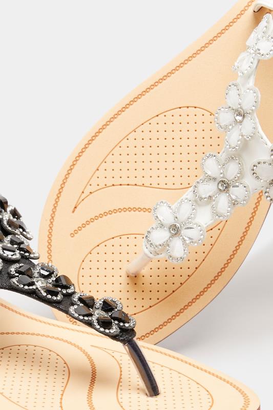 White PU Diamante Flower Sandals In Extra Wide EEE Fit_F.jpg