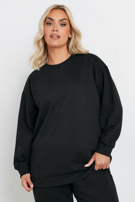 YOURS Plus Size Black Jogger Set | Yours Clothing 4