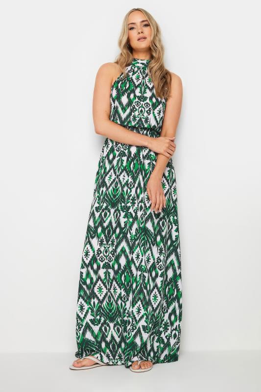 LTS Tall Women's Green Aztec Print Halter Neck Dress | Long Tall Sally 1