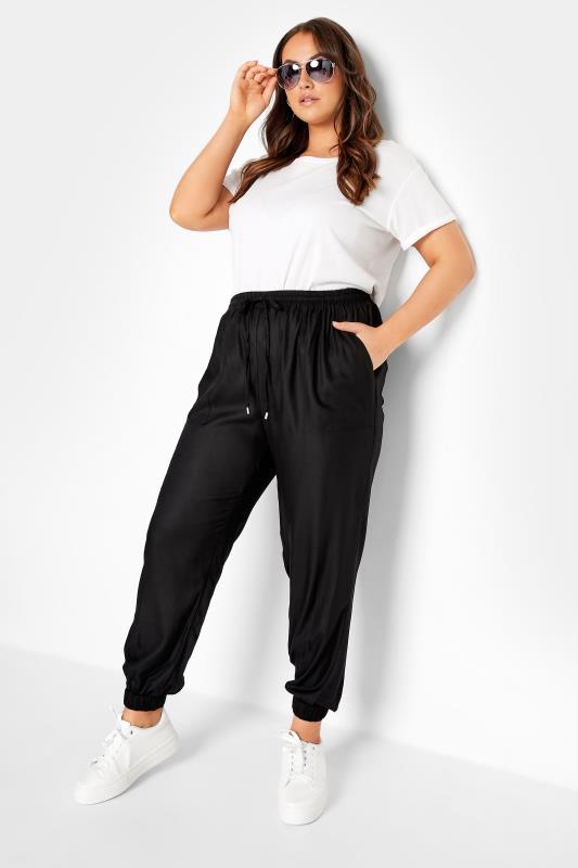 Plus Size Black Cuffed Joggers | Yours Clothing 2